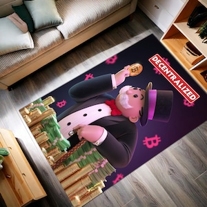 Bitcoin Art Rug: Turkish Kilim Style, Crypto Decor