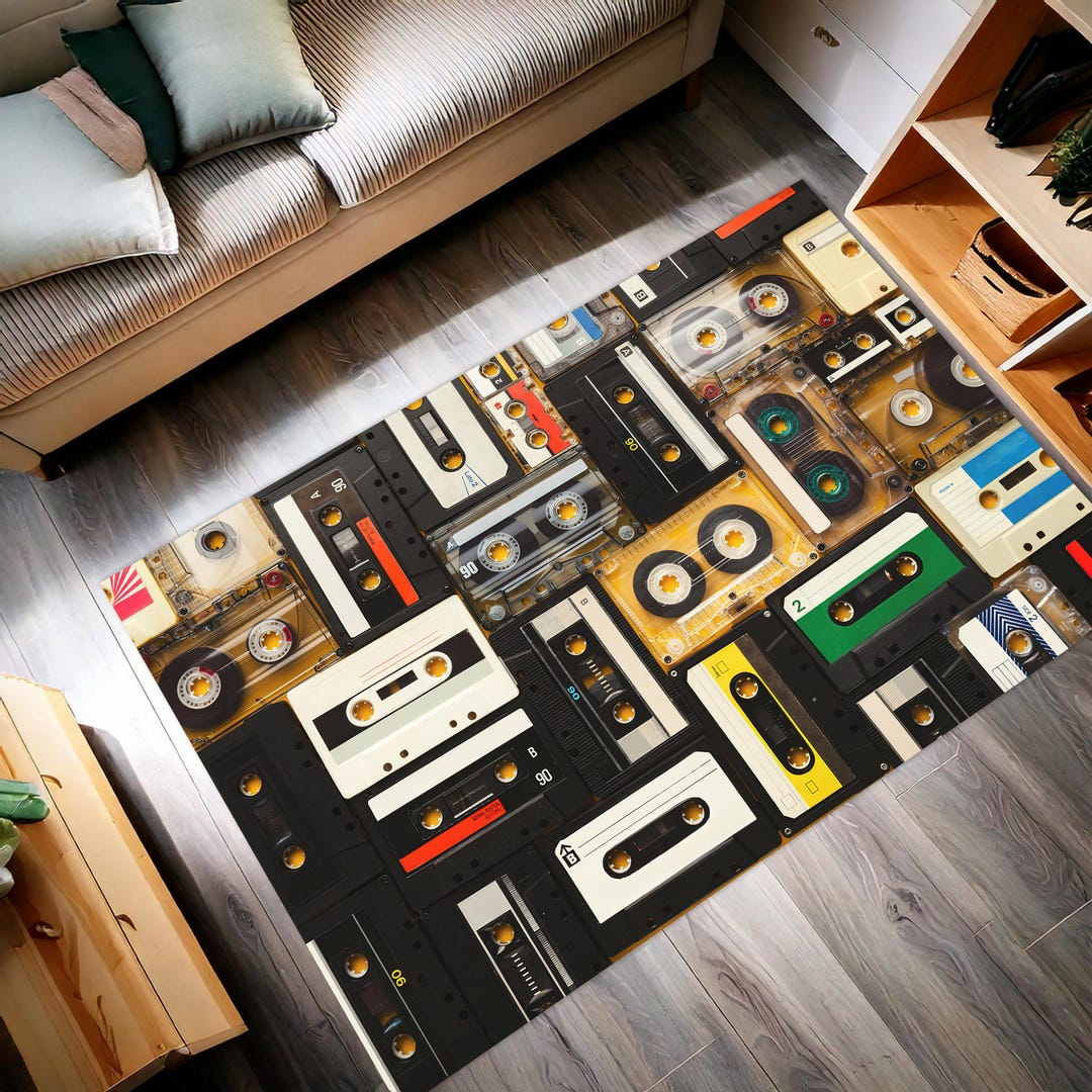 Retro Cassette Tape Rug: Colorful 80s Pop Culture Decor - Etsy