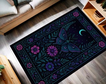 Himmlische Motte Türkischer Teppich: Fairycore Moon & Stars Teppich