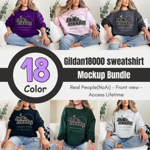 Lot de maquettes de sweat-shirt Gildan 18000, maquettes de sweat-shirt à col rond 18 couleurs, maquettes de sweat-shirt en mélange épais pour boutiques Etsy