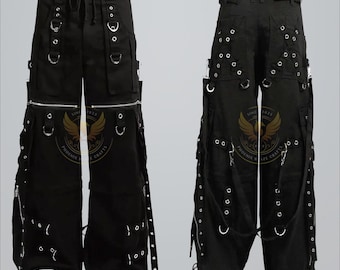 Mode Gothic Broek Goth Jeans Punk Cyber Rock Zwart Gothic Vintage Katoen