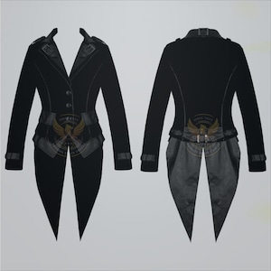 Unisex Gothic Black Tailcoat Jacket Velvet Steampunk Coat Victorian Long Coat