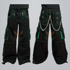 Gothic Wide Leg Cyber Chain Goth Jeans Punk Rock Baggy Men Pant Trouser