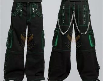 Gothic Wide Leg Cyber Chain Goth Jeans Punk Rock Baggy Men Pant Trouser