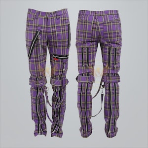 punk tartan skinny pants womens