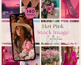 Hot Pink Stock Photo Collection: Canva Images for Branding (Commercial Use, Digital Download)