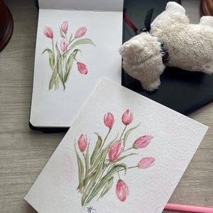 Kaart aquarel tulpen