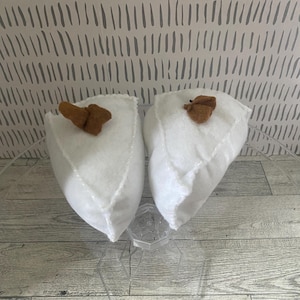 Felt White Cake Slice Set – Handmade Play Food with Chocolate Frosting (Set of 2)