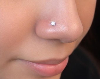 Titanium Silver Nose Stud, Titanium Nose Studs, Silver Studs, Hypoallergenic Nose Stud, 20Gauge
