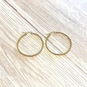 Handmade Titanium Gold Hoop Earrings, Everyday Hoops, Dainty Hoop Earrings, Chic Earrings, Hypoallergenic, 45mm