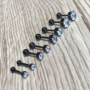 Handmade Titanium Black Stud Earrings, Everyday Studs, Dainty Stud Earrings, Hypoallergenic, Screwback Earrings, 3mm, 4mm, 5mm, 6mm