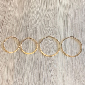 Handmade Titanium Rose Gold Hoop Earrings, Everyday Hoops, Dainty Hoop Earrings, Chic Earrings, Hypoallergenic, 50mm, 60mm