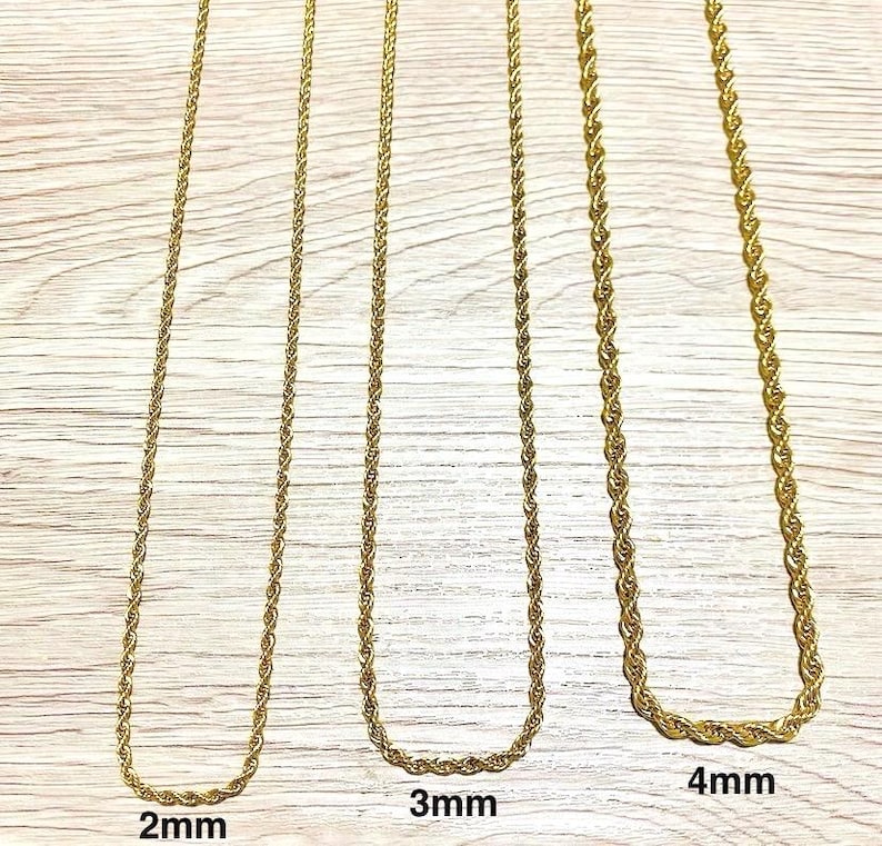 Ti Rope Chain Handmade 18k Gold Titanium Rope Chain, Hypoallergenic, Waterproof, 18k ...