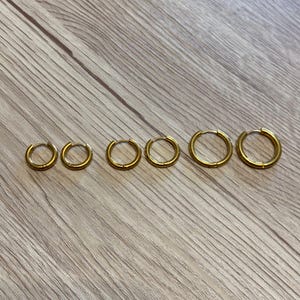 Handmade Titanium Gold Hoop Earrings, Everyday Hoops, Dainty Hoop Earrings, Chic Earrings, Hypoallergenic, 10mm, 12mm, 15mm