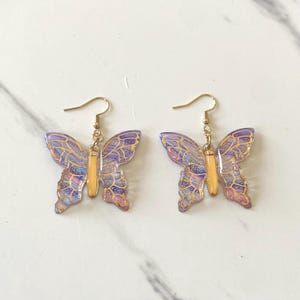 Handmade Titanium Gold Hoop Earrings, Everyday Hoops, Dainty Hoop Earrings, Chic Earrings, Hypoallergenic, Butterfly Earrings