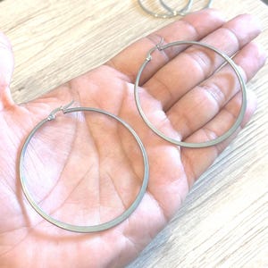 Handgjorda hypoallergena titansilverörhängen, lätta, 50 mm 60 mm