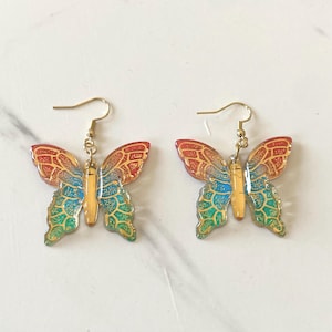 Handmade Titanium Gold Hoop Earrings, Everyday Hoops, Dainty Hoop Earrings, Chic Earrings, Hypoallergenic, Butterfly Earrings