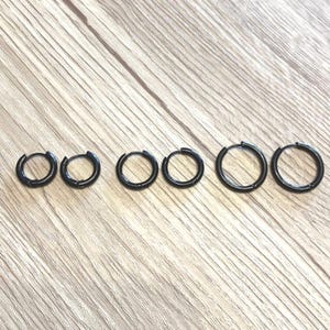 Handmade Titanium Black Hoop Earrings, Everyday Hoops, Dainty Hoop Earrings, Chic Earrings, Hypoallergenic, 10mm, 12mm, 15mm