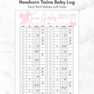 Twin Baby Daily Log | Printable Baby Log for Twins | Twin Baby Tracker | Twin Newborn Schedule | Twin Feeding Schedule | Twin Sleep Schedule