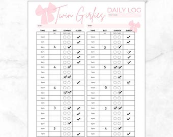 Twin Baby Daily Log | Printable Baby Log for Twins | Twin Baby Tracker | Twin Newborn Schedule | Twin Feeding Schedule | Twin Sleep Schedule