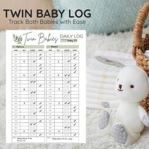 Twin Baby Daily Log | Printable Baby Log for Twins | Twin Baby Tracker | Twin Newborn Schedule | Twin Feeding Schedule | Twin Sleep Schedule