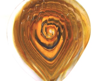 Original Glass Guitar Pick with Built In Grip. Neutral Tan and Onyx Spiral Detail