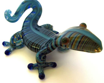Glass Gecko Earth Colors, Jungle Lizard for Wall Display