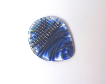Original Glass Guitar Pick with Built In Grip. Blue Super Saturated