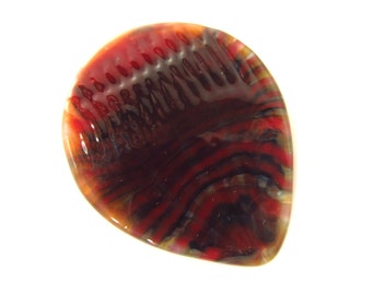 Original Glass Guitar Pick with Built In Grip. Darkest Red Garnet