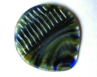 Original Glass Guitar Pick with Built In Grip. Forest Green, Deep Blue, Amber