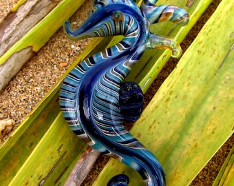 Ocean Colors Glass Seahorse for Window Hanging