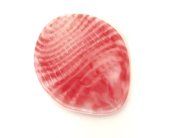 Original Glass Guitar Pick with Built In Grip. Cherry Red and White