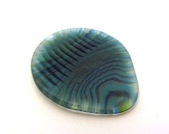 Original Glass Guitar Pick with Built In Grip. Aqua Teal Twist