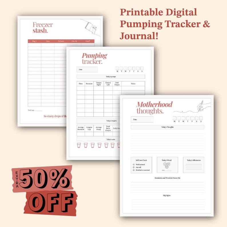 Pumping Note Pumping Tracker + Journal | Printable Breast Milk Log, Freezer Stash ...