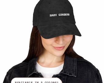 Lisa (RHOSLC) | « Magnifique bébé » | chapeau brodé en velours côtelé vintage, casquette Bravo Housewives, cadeau Real Housewives of Salt Lake City