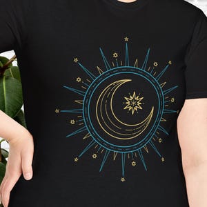 Spiritual Compass Unisex Softstyle T-Shirt, Crescent Moon Tee, Sacred Geometry Shirt, Witch Top, Spiritual T-Shirt for Men and Women