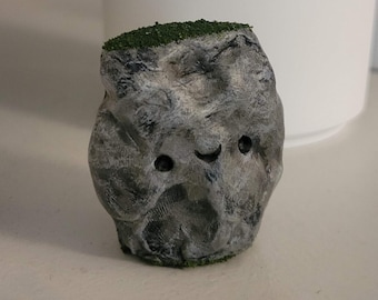 Mood Changing Boulder Buddies, Pet Rock, Desk Friend, Reversible Face, Clay Rock