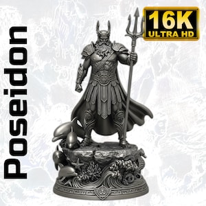 Poseidon 3D Model: Greek Sea God with Trident (STL, OBJ, GLB Files)
