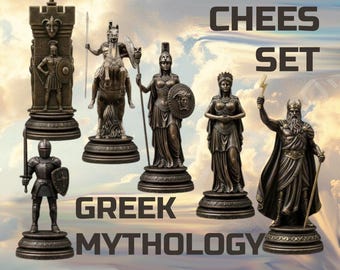 Greek Mythology Chess Set: 3D Printed Resin STL File (Digital Download)