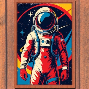 Retro Spaceman Print, Vintage Astronaut Poster, 1960s Space Art, Mid Century Wall Art, Digital Download, Instant Download