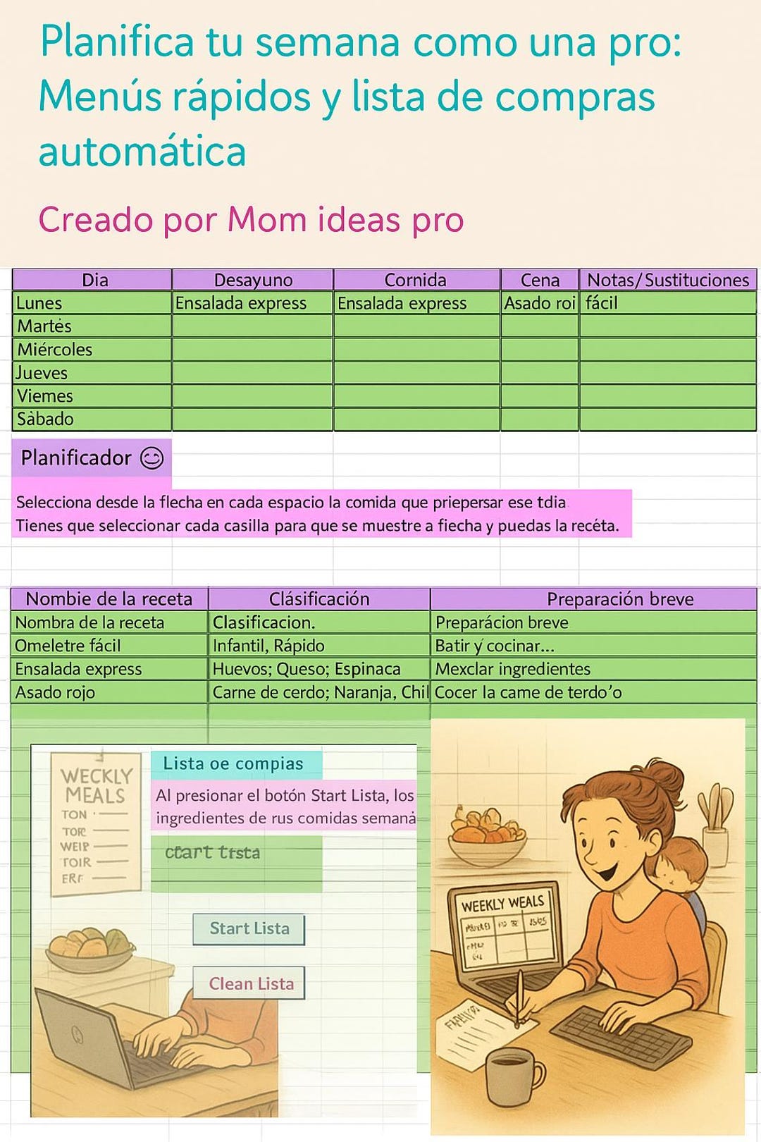 Editable Weekly Recipe Planner Weekly Recipe Planner, Easy to ...