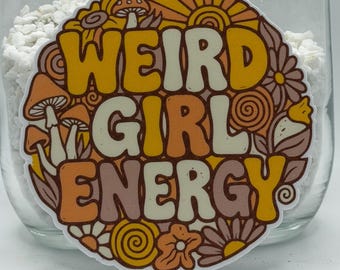 Pegatina de energía de chica rara, pegatina de chica rara retro, pegatina de estilo cottagecore, pegatina de hongo, pegatina de club de chicas raras, pegatina para portátil