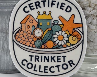 Pegatina de coleccionista de baratijas certificada, pegatina de vinilo bonita, pegatina con estética cottagecore, pegatina de insignia de coleccionista, pegatina para diario, regalo