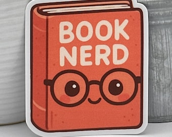 Sticker boek nerd - schattige kawaii boekenliefhebber vinyl sticker, nerdy esthetiek, lezer cadeau voor laptop, Kindle, waterfles, premium mat boek