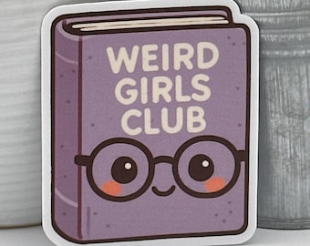 Weird Girls Club-boeksticker – sticker schattige kawaii-boekenliefhebber, nerdy esthetiek, introverte club-vinylsticker