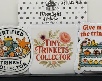 Paquete de pegatinas para coleccionistas de baratijas, paquete de pegatinas estilo cottagecore, conjunto de pegatinas de vinilo adorables, coleccionista de pequeñas baratijas, pegatinas con estética acogedora.
