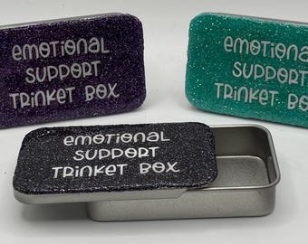 Caja de recuerdos de apoyo emocional – Lata de resina brillante – Regalo para chica rara – Regalo para la ansiedad – Caja pequeña de recuerdos – Porta objetos de escritorio