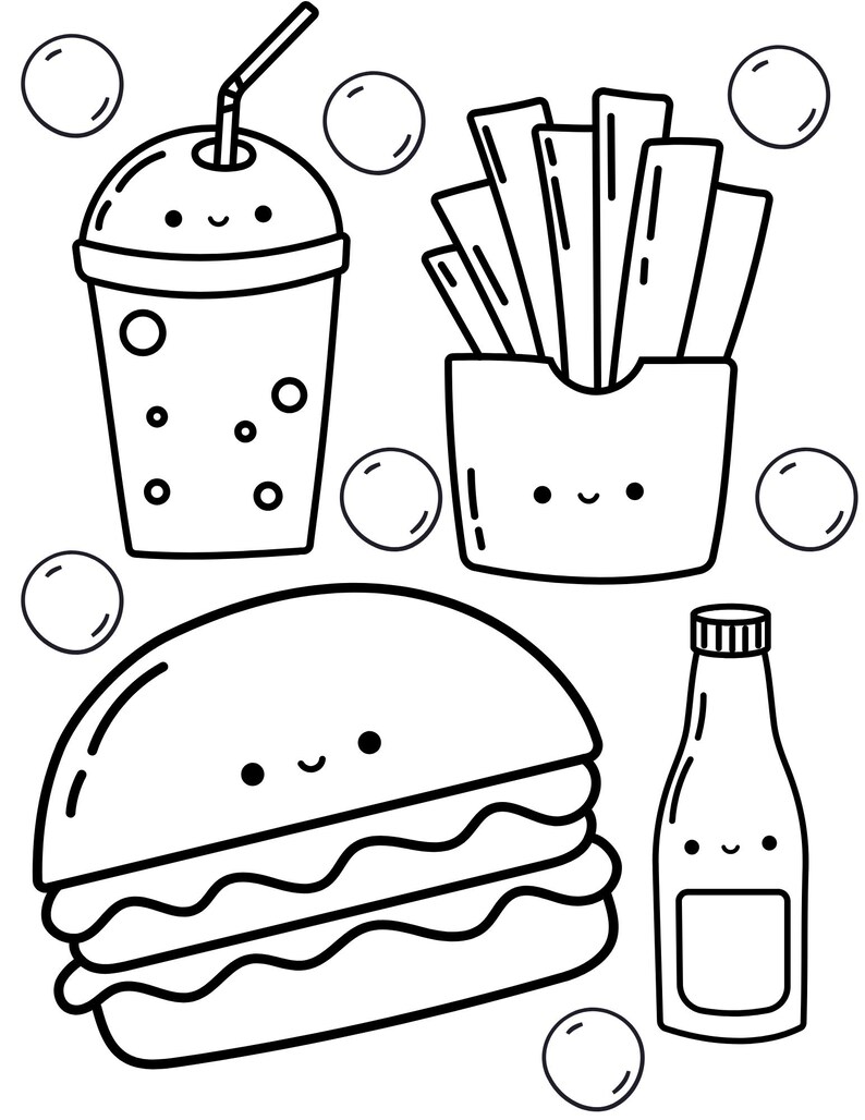 Cute and Yummy Kawaii Food Coloring Book | 28 Printable Dessert ...