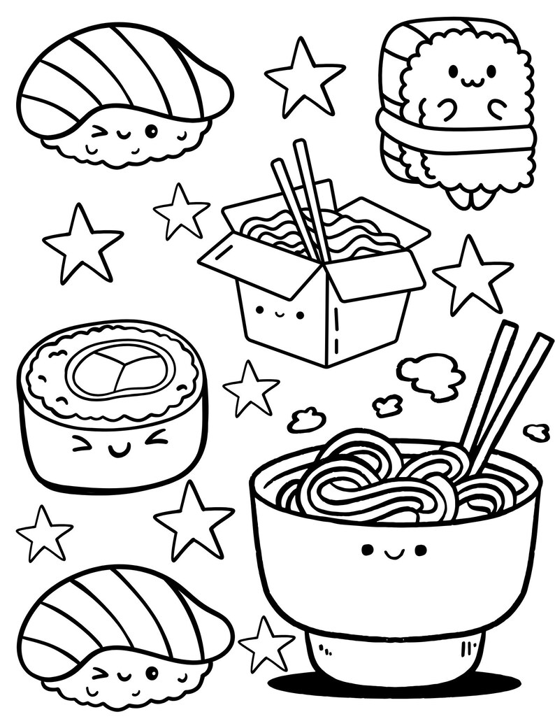Cute and Yummy Kawaii Food Coloring Book | 28 Printable Dessert ...