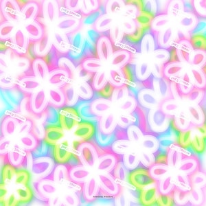Neon Flower Seamless Pattern | JPG & PNG Bundle | Digital Download | Kawaii Y2K Daisy Background | 12x12&quot; Printable Paper for Fabric